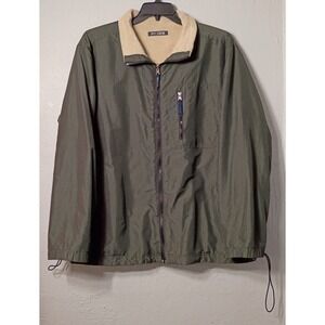 Vintage Ivy Crew Jacket Coat Mens Size XL Green Water Resistant Fleece‎ Collar